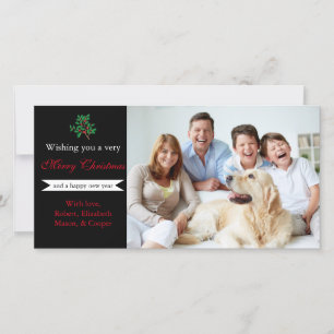 Holly "Merry Christmas" Black - Photo Card