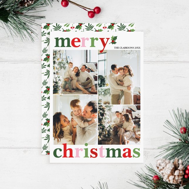 Holly Merry Christmas Bright Fun Family Holiday Card (Creator Uploaded)
