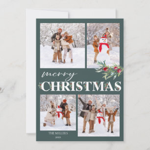 Holly Merry Christmas Holiday Photo Card