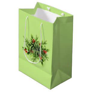 Holly Merry Christmas Medium Gift Bag