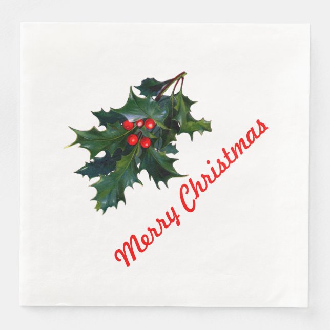 Holly Merry Christmas Napkin (Front)