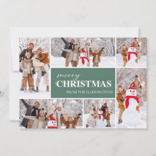 Holly Merry Christmas Photo Collage Photo Card 