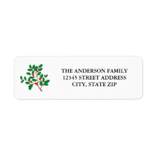 Holly Merry Christmas - Return Address Label
