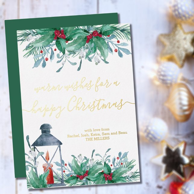 Holly Mistletoe and Lantern Happy Christmas Gold (Creator Uploaded)