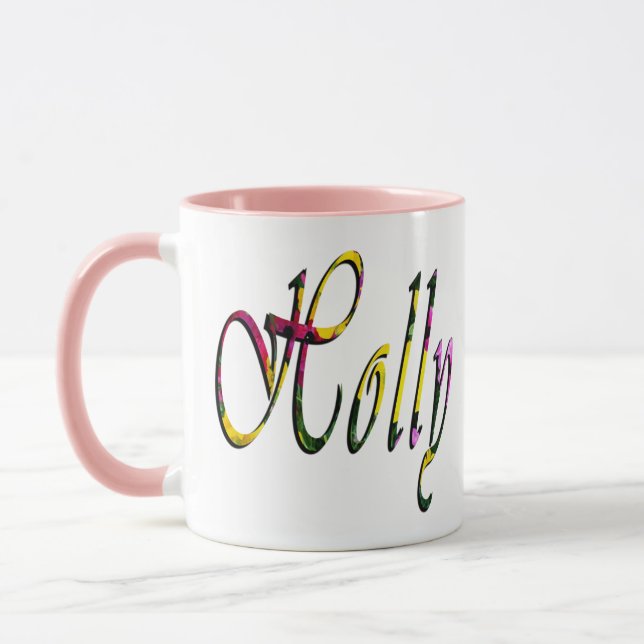 Holly, Name, Logo, Pink Combo Coffee Mug (Left)