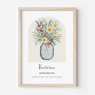 Holly Narcissus December Birth Flower Poster