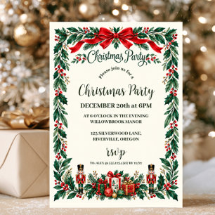 Holly Nutcracker Christmas Party Invitation