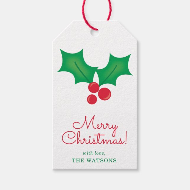 Holly Personalised Gift Tags (Front)