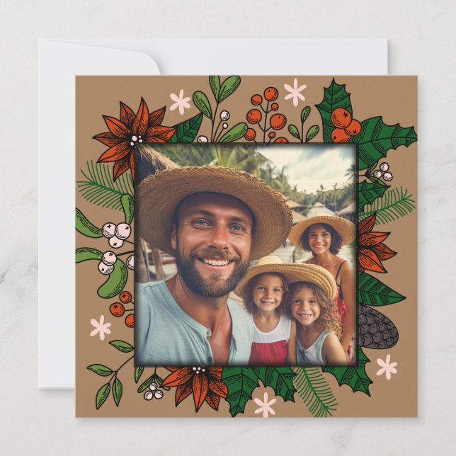 Holly Photo Frame Holiday Card (Front)