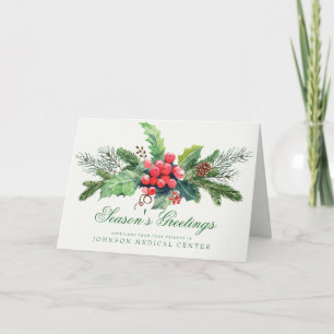 Holly Pine & Berry Medical Holiday Greetings Card
