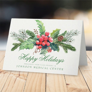 Holly Pine & Berry Medical Holiday Greetings Card