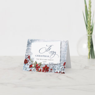 Holly & Pine Rustic Christmas PHOTO Greeting Card