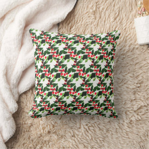 Holly Pine Tree Woodland Xmas Cute watercolor Cushion