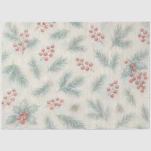 Holly & Pine Winter Botanical Background Decoupage Tissue Paper