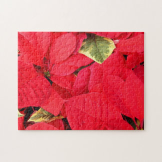 Holly Point Poinsettias Christmas Holiday Floral Jigsaw Puzzle