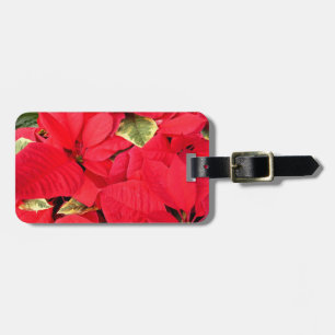 Holly Point Poinsettias Holiday Floral Luggage Tag