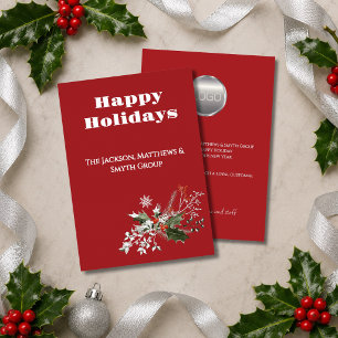 Holly Professional Business Happy Holiday Silver