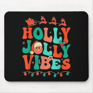 Holly Retro Groovy Christmas Jolly Vibes Santa Hip Mouse Pad