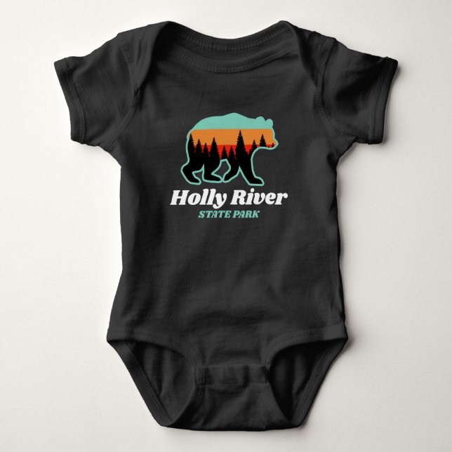 Holly River State Park West Virginia Bear Retro Baby Bodysuit (Front)