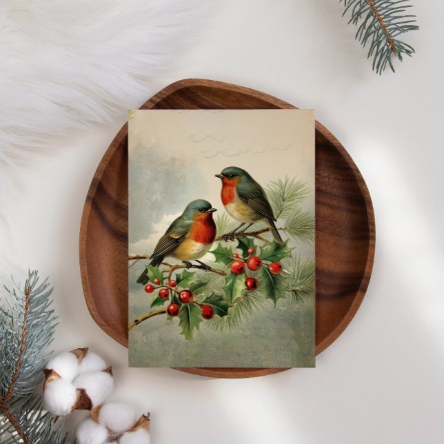 Holly Robin Birds Business Christmas Holiday Card (Creator Uploaded)