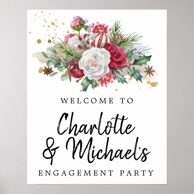 Holly Rose Gold Engagement Party Poster (Front)
