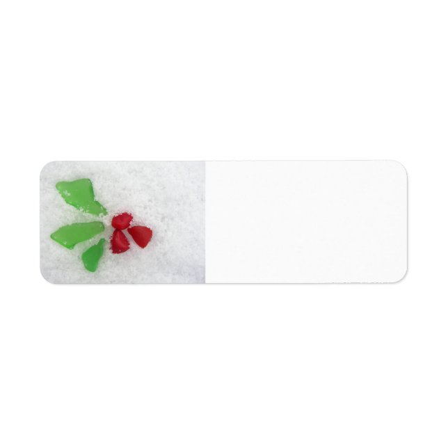"Holly" Sea Glass on Snow Return Address Label (Front)
