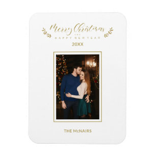 Holly Simple Elegant Chic Christmas Photo Family Magnet