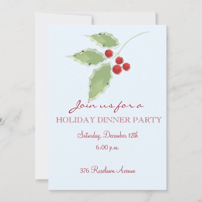 Holly Sprig Editable Invitation (Front)