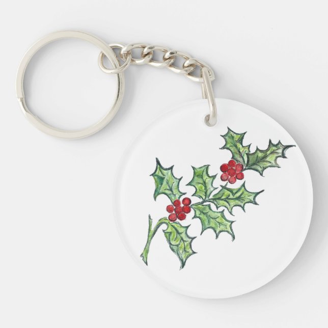 Holly Sprig on a keychain (Front)