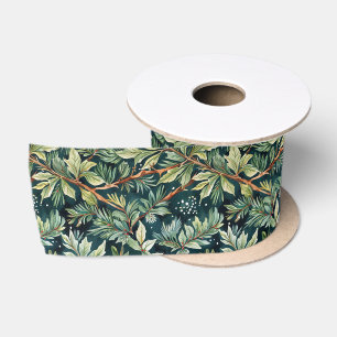 Holly, Spruce, Snow Green Satin Ribbon