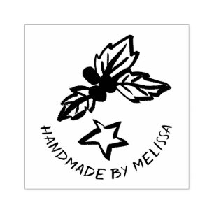 Holly Star Christmas Holidays CUSTOM Personalised  Rubber Stamp