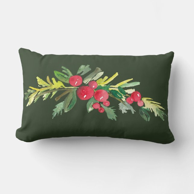 Holly Swag Throw Pillow (Front)