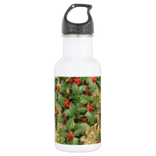 Holly Tree Christmas Holiday Vintage 532 Ml Water Bottle