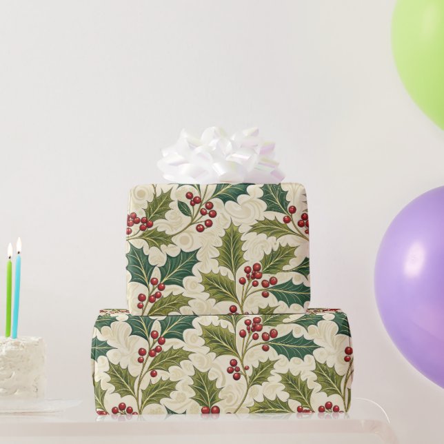 Holly Whimsy Wrapping Paper (Party Gifts)