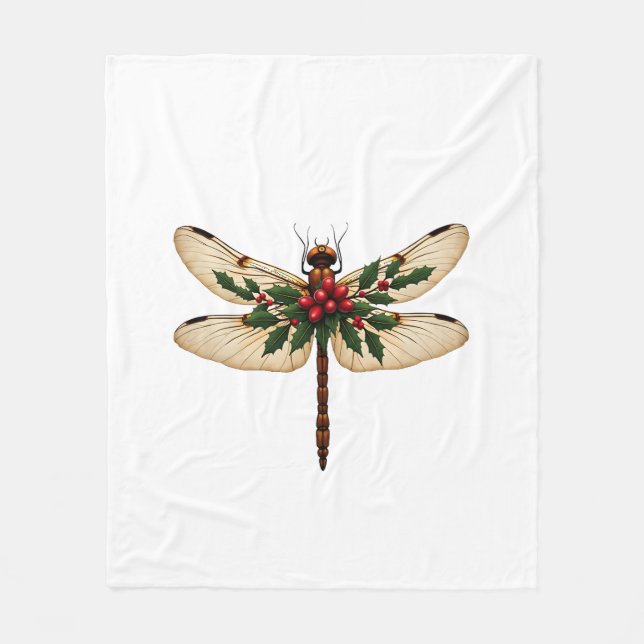 Holly Winged Dragonfly Fleece Blanket (Front)