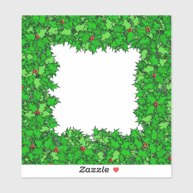 Holly Wreath Border Dark Green and Red (Sheet)