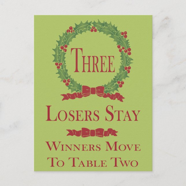 Holly Wreath Bunco Table Card #3 (Front)