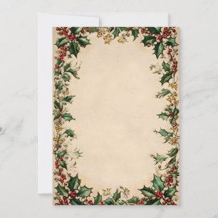 Holly Wreath Centre Frame Invitation