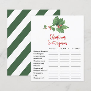 Holly Wreath Christmas Scattergories Game Card