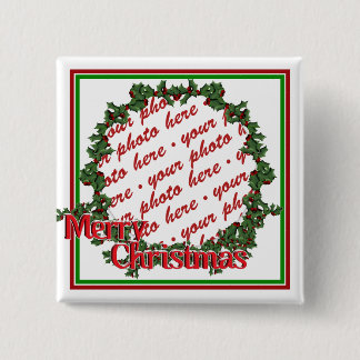 Holly Wreath Circle Photo Frame 15 Cm Square Badge