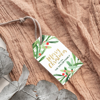 Holly Wreath Merry Christmas Gift Tags