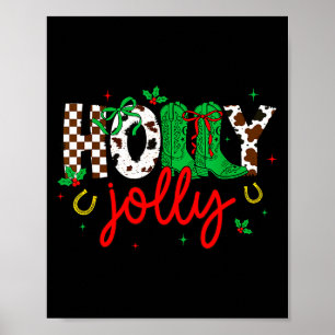 Holly Xmas Jolly Coquette Christmas Western Cowboy Poster