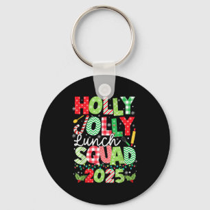 Holly Xmas Jolly Lunch Squad Funny Lunch Lady Chri Key Ring