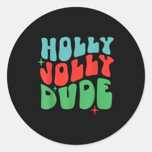 Holly Xmas Jolly Mama Christmas Mom Vintage Xmas W Classic Round Sticker