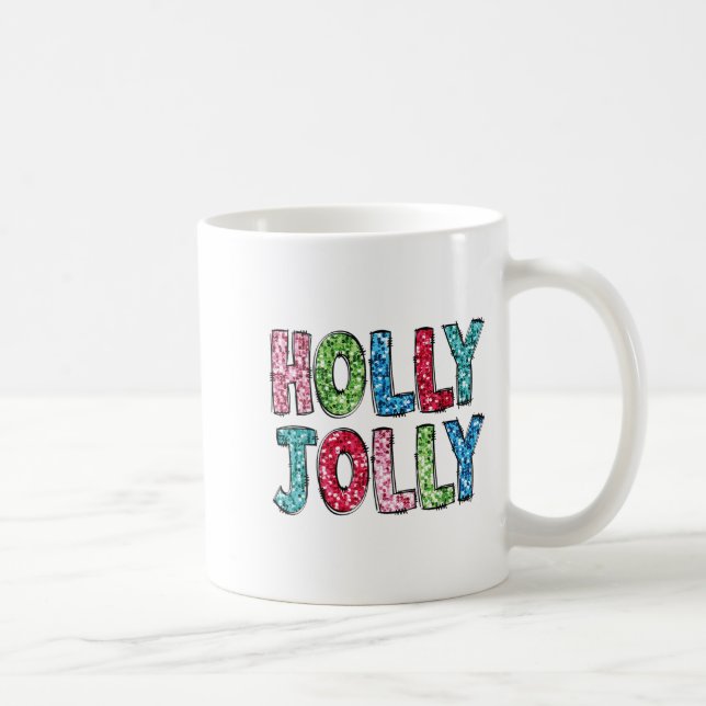 Holly Xmas Jolly Vibes Groovy Retro Hipe Christmas Coffee Mug (Right)