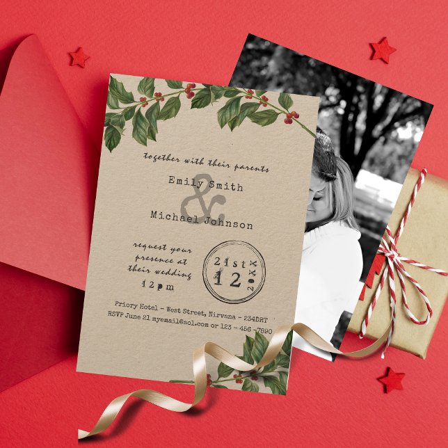 HOLLY Xmas Wedding/Engagement/Dinner Typeset Invitation (Creator Uploaded)