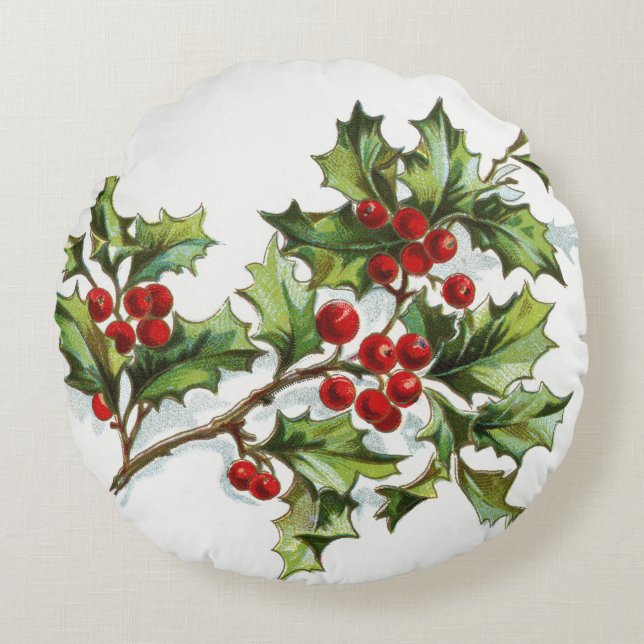 HollyBerries 001 Round Cushion (Front)