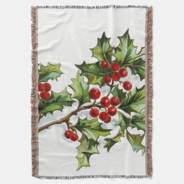 HollyBerries 001 Throw Blanket (Front Vertical)