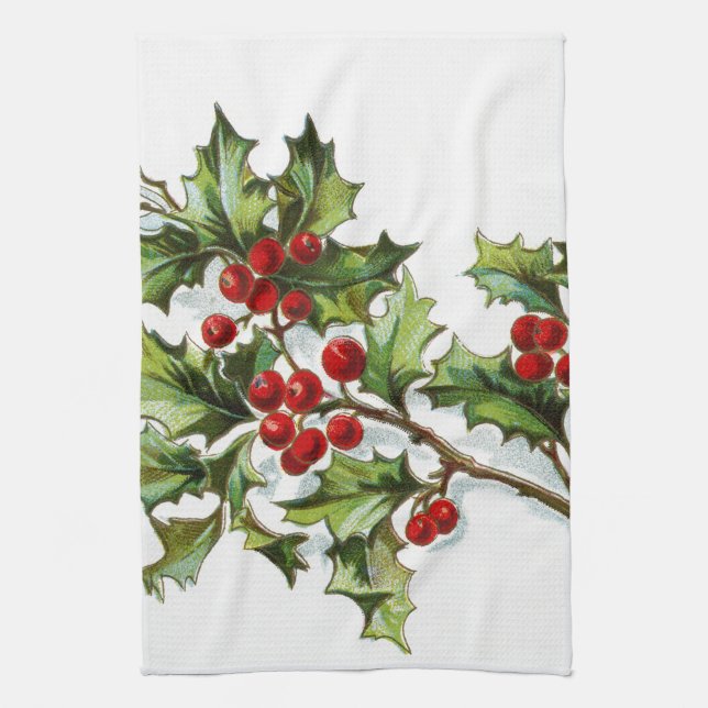 HollyBerries 002 Tea Towel (Vertical)
