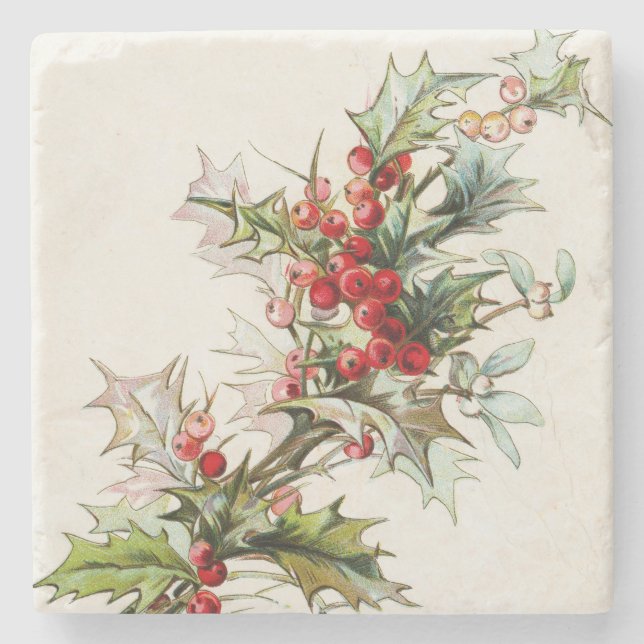 HollyBerries 003 Stone Coaster (Front)